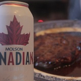 MG 6561  In a way this is now sums up our life; Canadian beer and BBQed kangaroo.